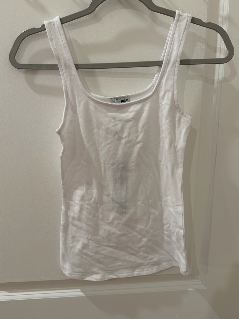 Fashion Nova White Ribbed Scoop Neck Tank